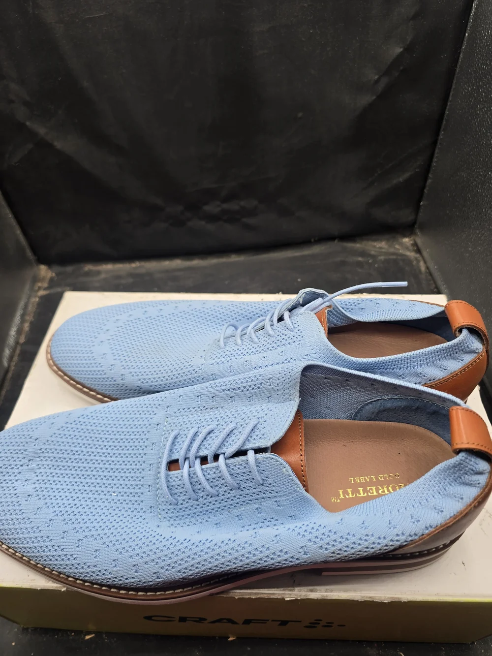 Light Blue Knit Derby Shoes